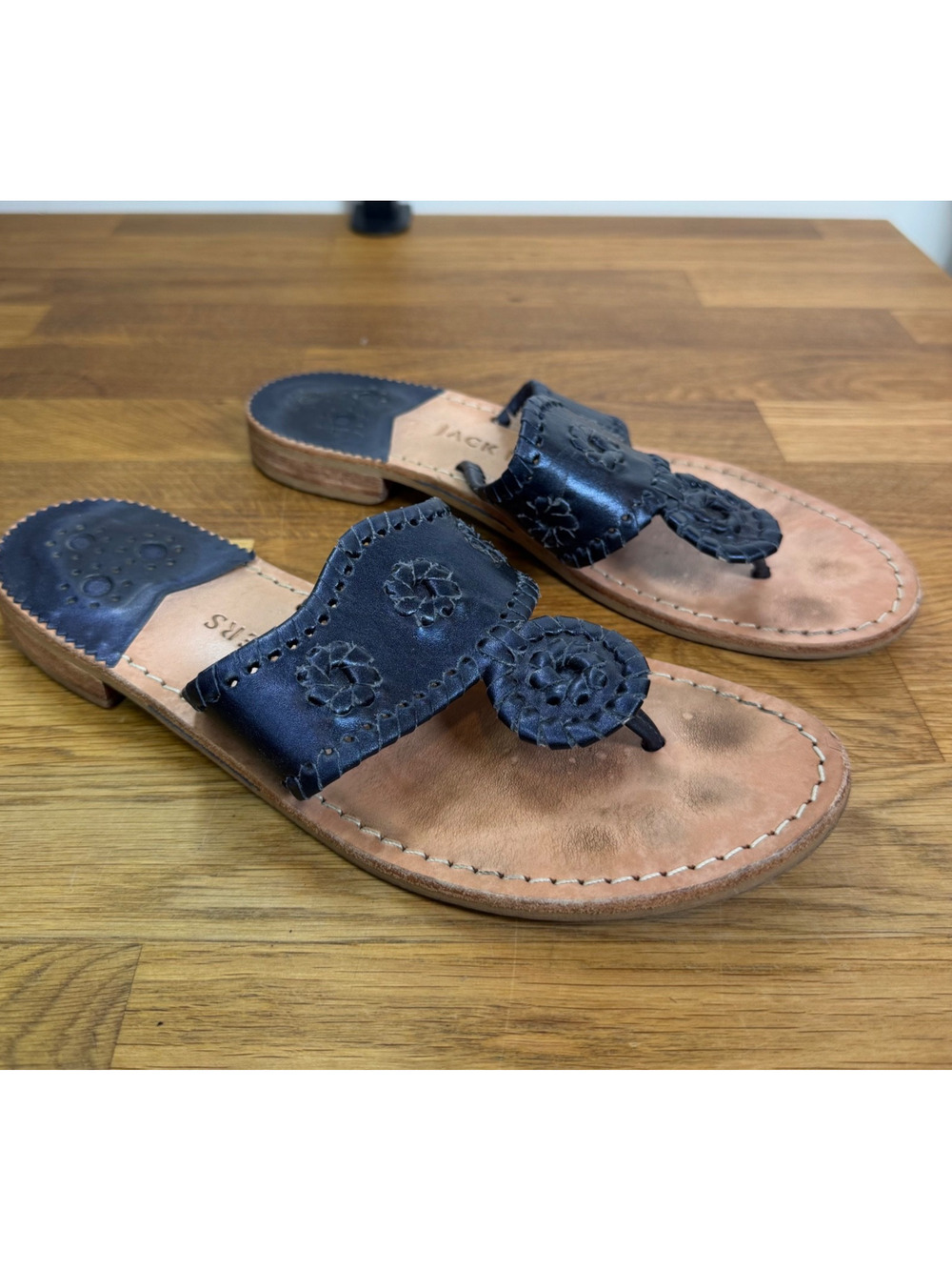 Jack Rogers Navy Blue Jack Whipstitch Thong Sandals Women's 7.5